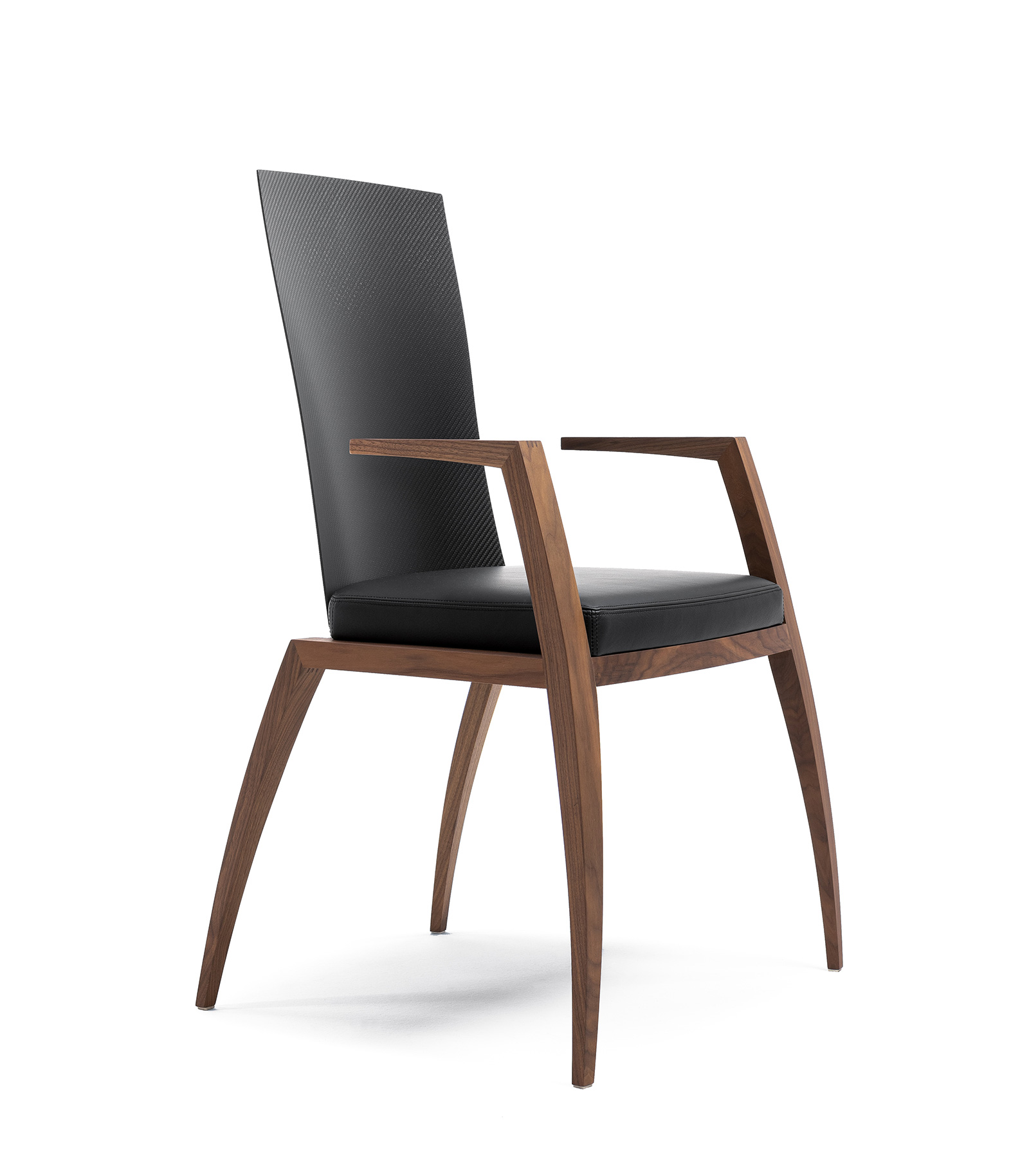 Sedia con braccioli in legno e carbonio: FIBRA